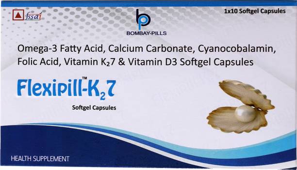 BOMBAYPILLS Flexipill-K2.7 Omega-3 Calcium Vitamin K2-7 & D3 Softgel Capsules