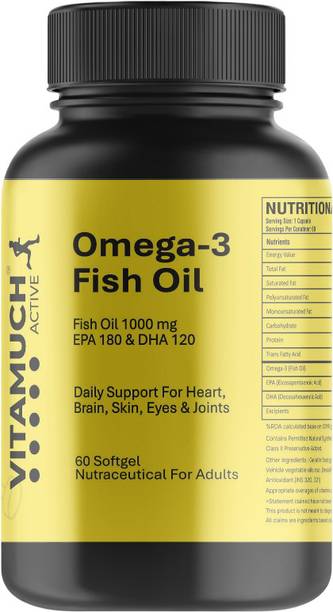 VITAMUCH Omega 3 Fish Oil Capsules 1000mg-EPA DHA for Heart,Brain,Joint Health 60 Softgel
