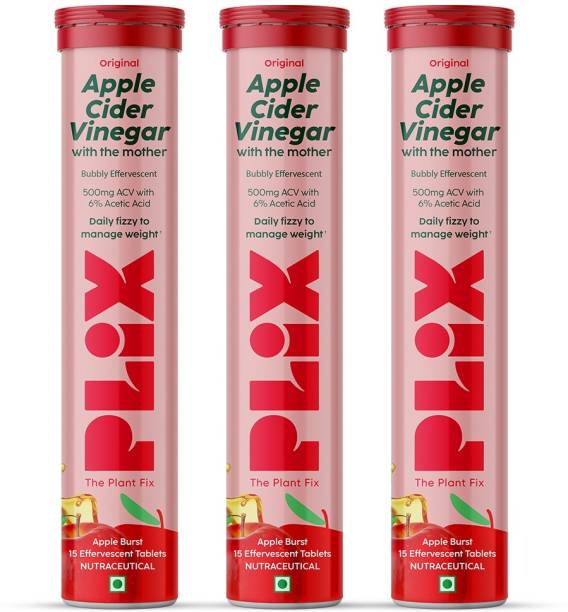 The Plant Fix Plix Apple Cider Vinegar Effervescent Tablet with mother,Vit B6 & B12 for weight loss