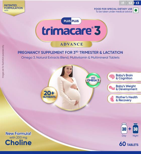 Plus Plus Lifesciences LLP TRIMACARE 3 Advance Multivitamins for Pregnancy Iron, Calcium, Veg DHA Pack 1