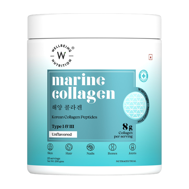 Wellbeing Nutrition Pure Korean Marine Collagen Powder|Supports Healthy Skin, Hair,Nails,Bone-200g