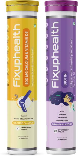 FIXUPHEALTH Calcium 500mg and Vitamin D3 & Biotin Selenium Amino acids Vitamin and Zinc