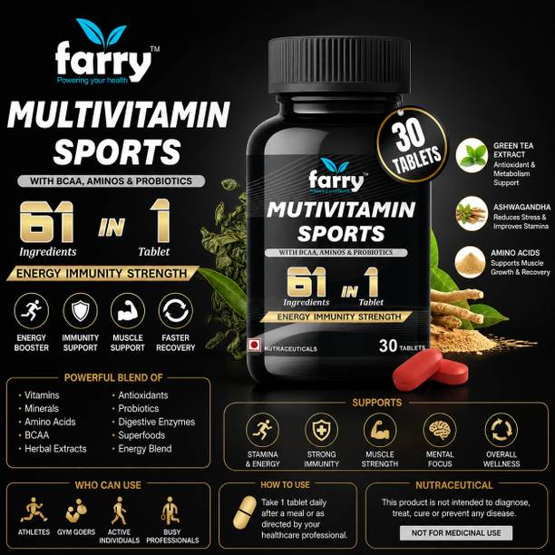 farry Sports Multivitamin 30 Tablets for Energy, Immunity & Daily Wellness