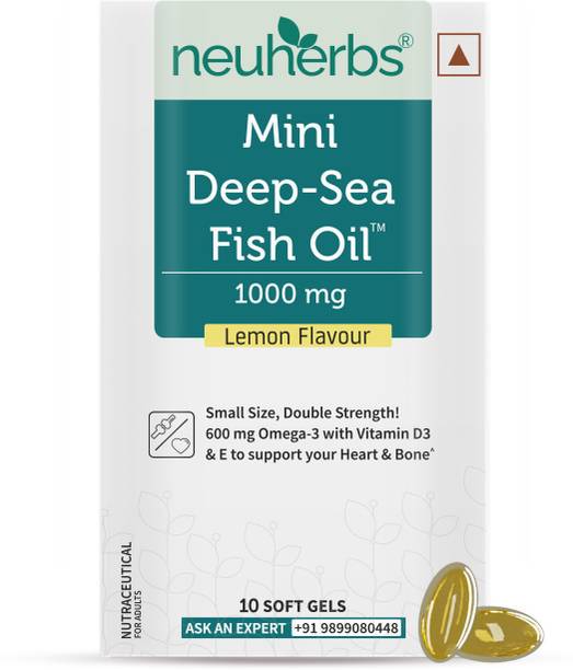 Neuherbs Mini Deep Sea Omega 3 Fish Oil 1000mg With Vitamin D3 & E , Support Heart & Bone