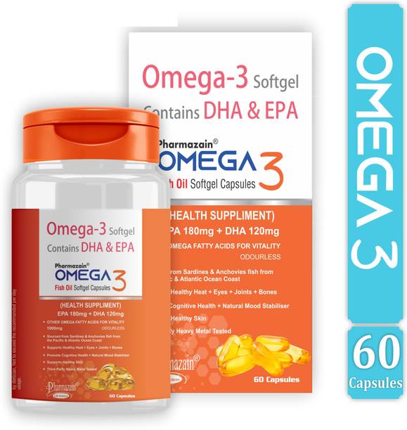 PHARMAZAIN LIFE SCIENCES Omega 3 Fish Oil 1000mg Softgels – Maintain Healthy Heart, Brain and Joints Now