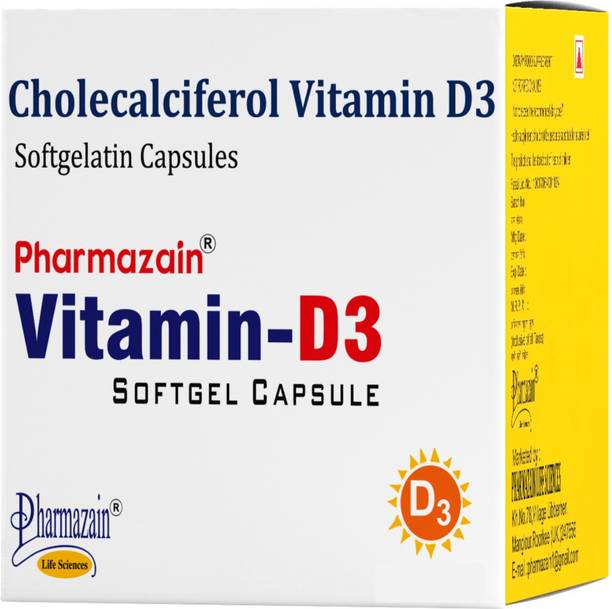 PHARMAZAIN Vitamin D3 600 IU Softgel Capsules | Supports Bone & Teeth Health Immune Support