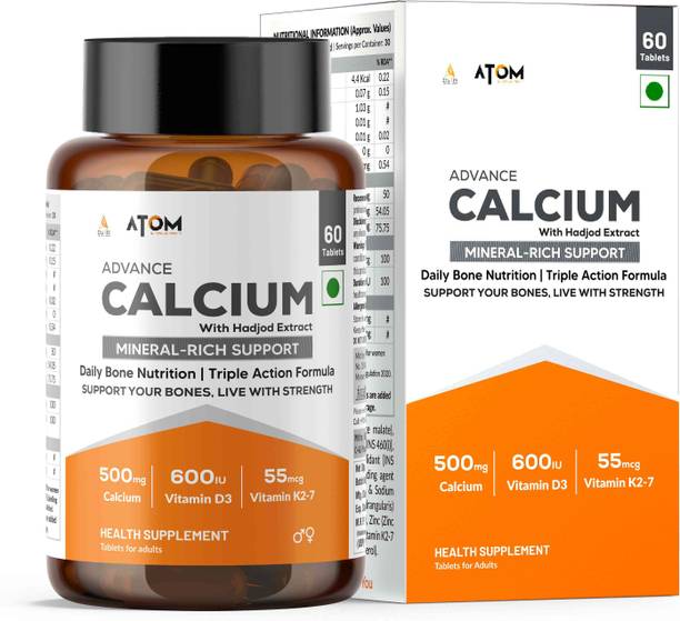 AS-IT-IS Nutrition ATOM Advance Calcium with Hadjod Ext Vit. D3, K2, Mg & Zinc, Bone Health Support