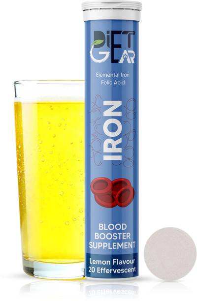 DIET GEAR Iron + Folic Acid for Improved Hemoglobin & Energy - Fast Acting Effervescent