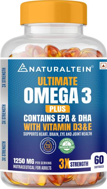 NATURALTEIN Ultimate Omega-3 plus 1250mg |450mg EPA & 300mg DHA with Vitamin D3 and E