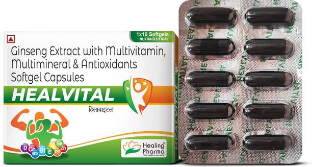 healing pharma Healvital Multivitamin & Anitoxidants Capsules With Ginseng,Magnesium&Vitamin D3