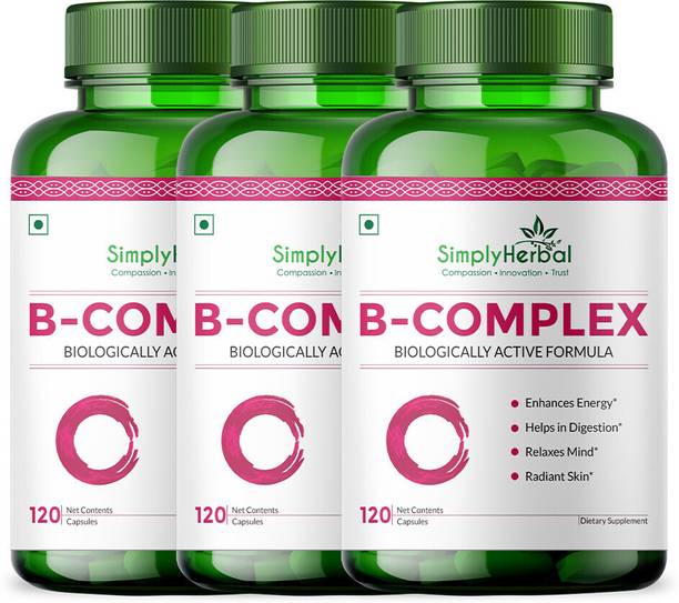 Simply Herbal Vitamin B Complex Vitamins B12, B1, B2, B3, B5, B6, B7, B9, Methylcobalamin