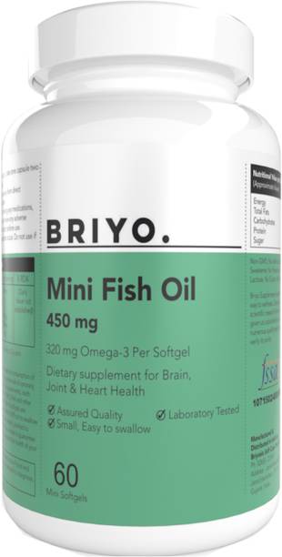 BRIYOSIS Fish Oil Mini (450 mg Size) 71.39% Omega 3 (320 mg Omega 3) per 450 mg capsule