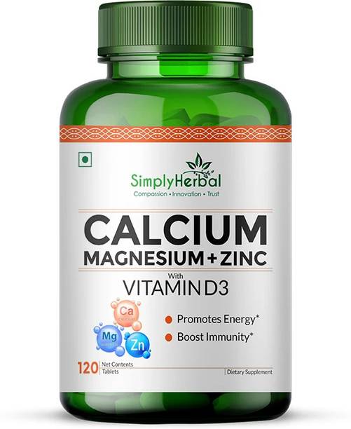 Simply Herbal Calcium, Magnesium, Zinc with Vitamin D3 & B12 Supplement Promotes Bone