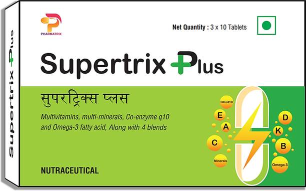 Supertrix Plus Multivitamin Multimineral Tablets with Omega 3 & CoQ10 13 Vitamins 10 Minerals