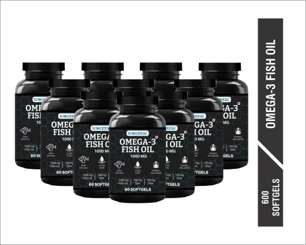 US KART Omega 3 Fish Oil 60 Soft Gel Capsule (Pack of 10) for Brain, Heart & Eye Health