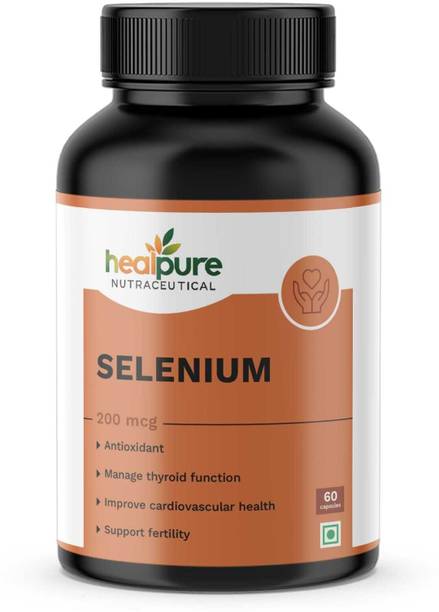 Healpure Nutraceutical Selenium 200 mcg Capsules – 6 Antioxidant, Thyroid
