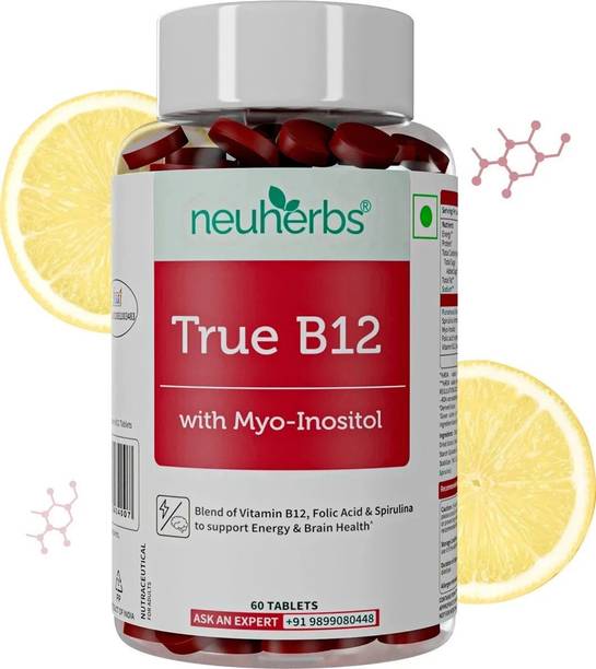 Neuherbs True B12 Supplement For Energy & Brain With myo-inositol,Spirulina,Folic Acid