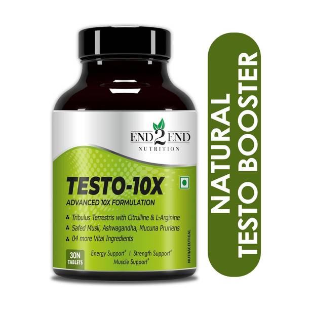 End2End Nutrition Testo-10X Ayurvedic Testosterone Booster with Tribulus, Ashwagandha and Ginseng