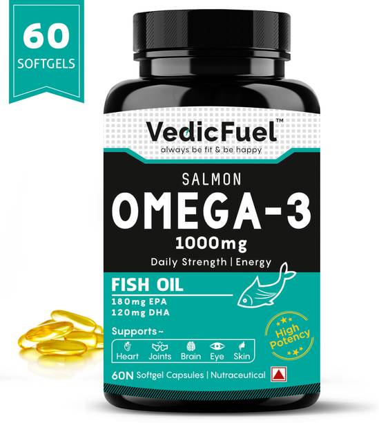 VedicFuel Fish oil (1000 Omega 3, with 180 mg EPA & 120 for brain, heart and eye health