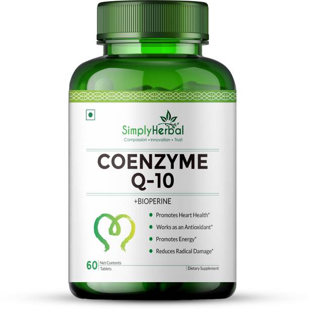 Simply Herbal Coenzyme Q10 200mg Tablets with Bioperine Antioxidant Supplements
