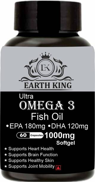 EARTH KING Ultra Omega 3 Fish Oil Fatty Acid (180 mg EPA & 120 mg DHA) – 60 Softgel