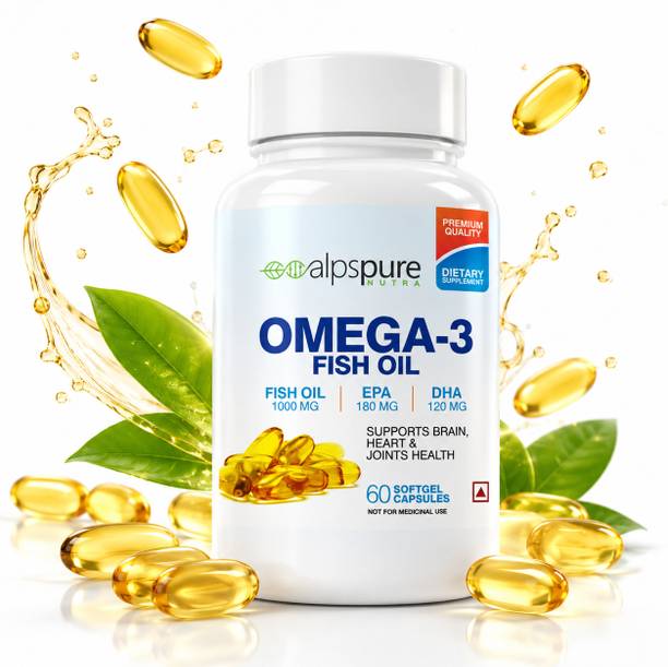ALPSPURE Omega 3 Fish Oil 1000 mg 60 Softgel Capsules 180 mg EPA And 120 mg DHA