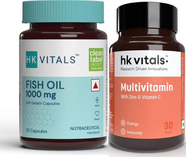 HEALTHKART HK Vitals Fish Oil 1000mg with 180mg EPA and 120mg DHA & Multivitamin