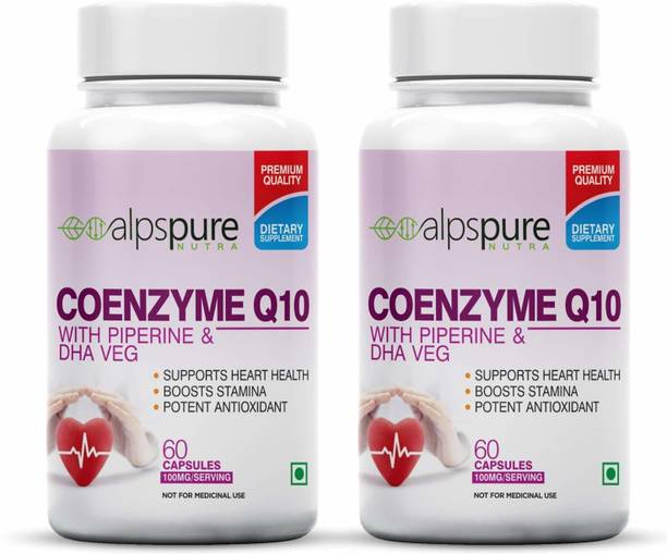 ALPSPURE Coenzyme Q10 ,COQ10 100mg High Absorption with Piperine & DHA ,Veg Capsules-pack2