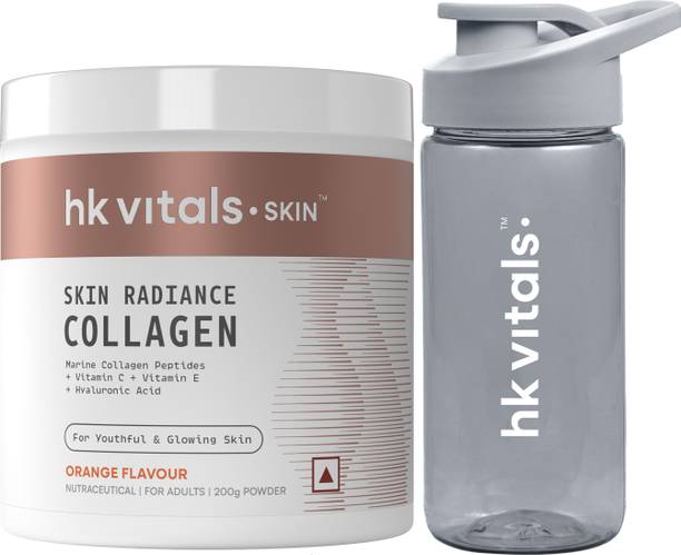 HEALTHKART HK Vitals Skin Radiance Collagen Supplement with Biotin, Orange with Sipper