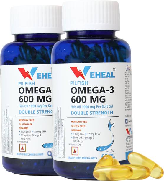 PILFISH Weheal Omega 3 600mg | Double Strength 1000mg Fish Oil | No Fishy Burps