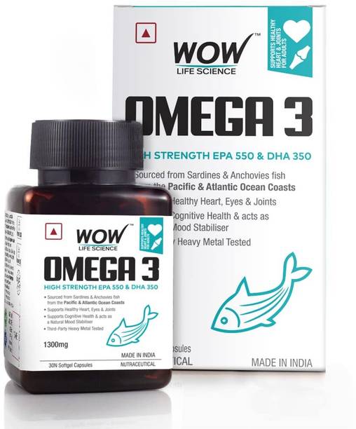 WOW Omega 3 Fish Oil 1300 mg | 550 mg EPA & 350 mg DHA |