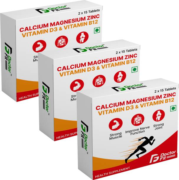 DOCTORFIT Calcium 1000mg with Vitamin D3, Magnesium, Zinc & Vitamin B12 For Bone Health