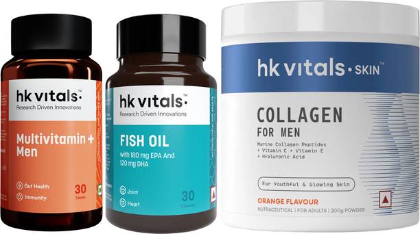 HEALTHKART hk vitals Marine Collagen for Men Supplement, Fish Oil, Multivitamin Plus Men