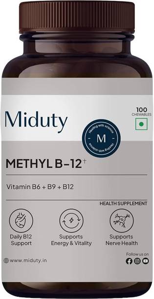 Miduty Vitamin B12 Supplement - Bioactive Methyl B-Complex with B6, B9, B12