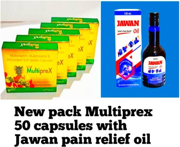 Multiprex Multivitamin multimineral antioxidant 50 capsules with Jawan pain relief oil