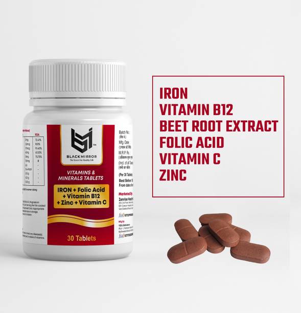 Black mirror IRON, VIT B12, FOLIC ACID, VIT C, ZINC, BEET ROOT EXT. SUPPLIMENTS TABLETS