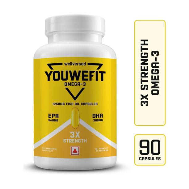 YouWeFit Omega-3 Fish Oil | 1250mg Triple Strength Fish Oil Capsules | No Fishy Burps