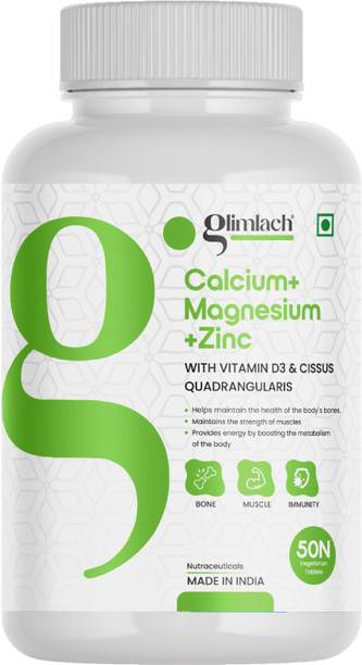 GLIMLACH Calcium Magnesium & Zinc Tablets with Vitamin D3, Supplement for Women and Men