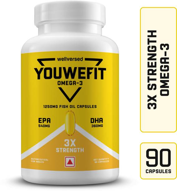 YouWeFit Omega-3 Fish Oil | 1250mg Triple Strength Fish Oil Capsules | No Fishy Burps