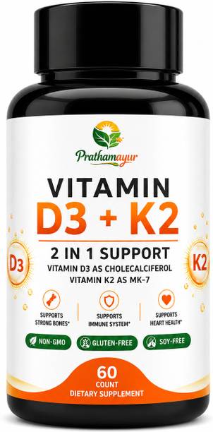 prathamayur Vitamin D3 + K2 Capsules | Bone, Immune & Heart Support | 60 Caps