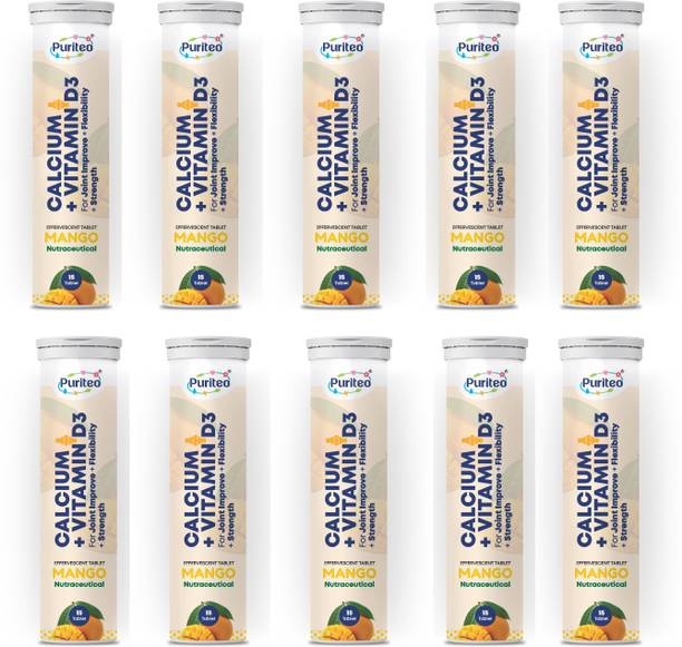 puriteo CALCIUM + VITAMIN D3 EFFERVESCENT MANGO _10