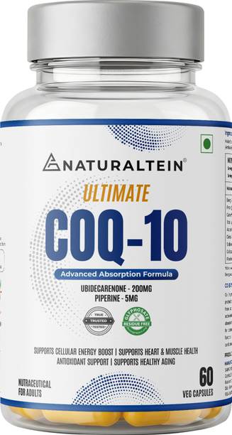NATURALTEIN Ultimate CoQ10 with Piperine|200mg Coenzyme Q10 for Heart, Brain & Muscle Health