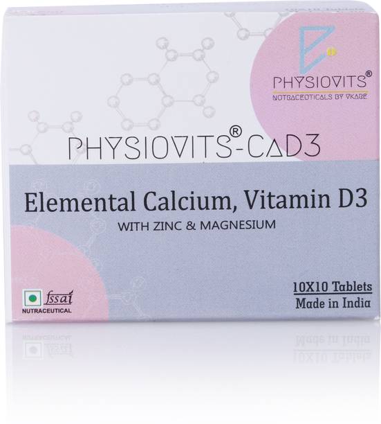 Physiovits CaD3 Tablets | Elemental Calcium with Zinc and Magnesium