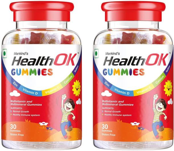Health Ok Gummies, Multivitamin & Multimineral for Kids, Supports Growth,7 -17 years x 2