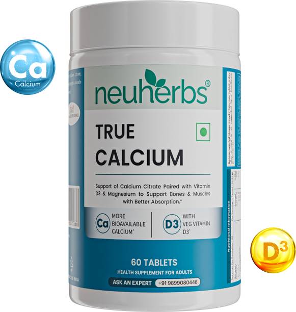 Neuherbs True Calcium with Vitamin D3 & Magnesium | Supports Bone & Muscle Health