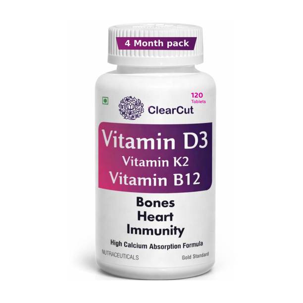 Clearcut Vitamin D3 Vitamin K2 Vitamin B12 Calcium Tablets 120