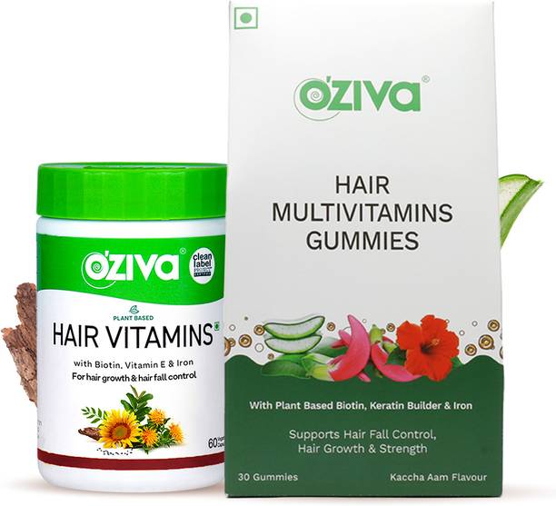 OZiva Hair Vitamins (Vitamin E) + Biotin Multivitamin Gummies for Hairfall Control
