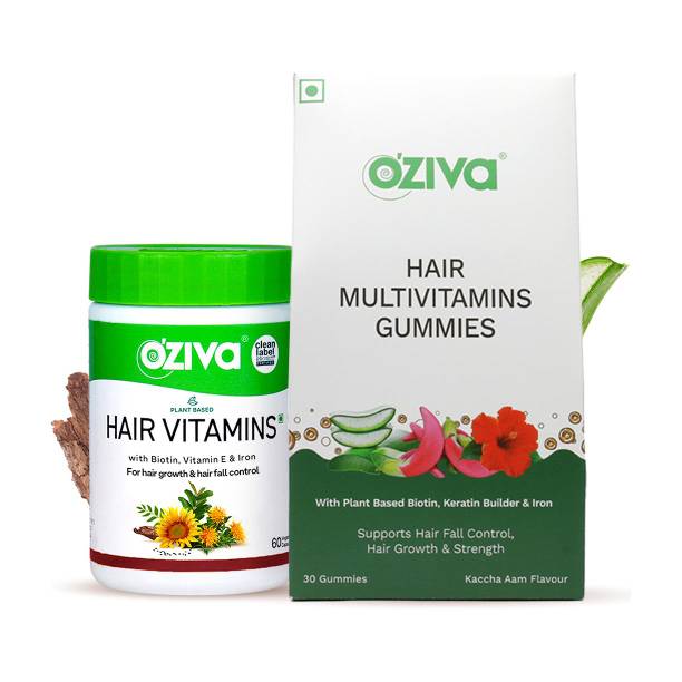 OZiva Hair Vitamins (Vitamin E) + Biotin Multivitamin Gummies for Hairfall Control