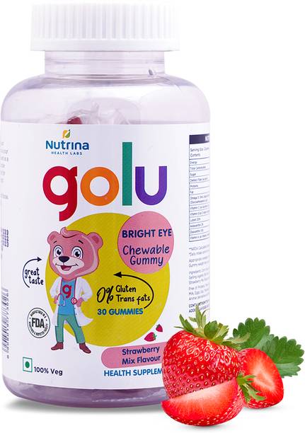 Nutrina Health lab Golu Bright Eye Chewable Gummy Vitamin E, A with lutein, zeaxanthin & Astaxanthin