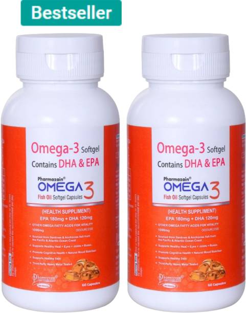 PHARMAZAIN LIFE SCIENCES Omega 3 Fish oil 1000 mg with 180 mg EPA & 120 mg DHA for brain, heart & eye